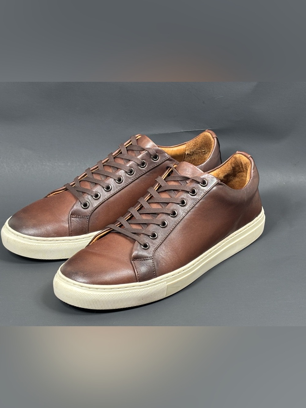 Men's Brown Thursday Leather Casual Sneakers Size 10
